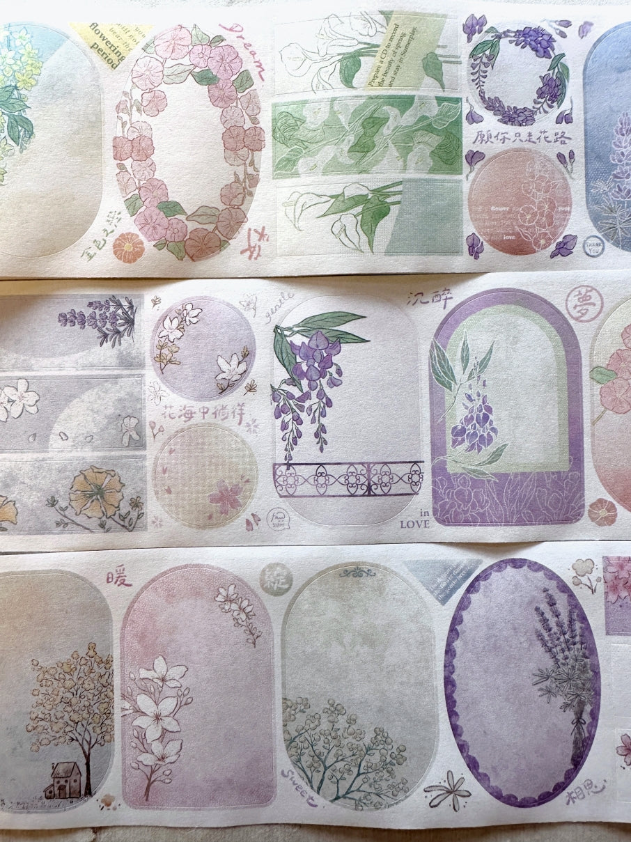 A Great Idea & Fafa - Floral Frames writable kiss-cut paper tape SAMPLES