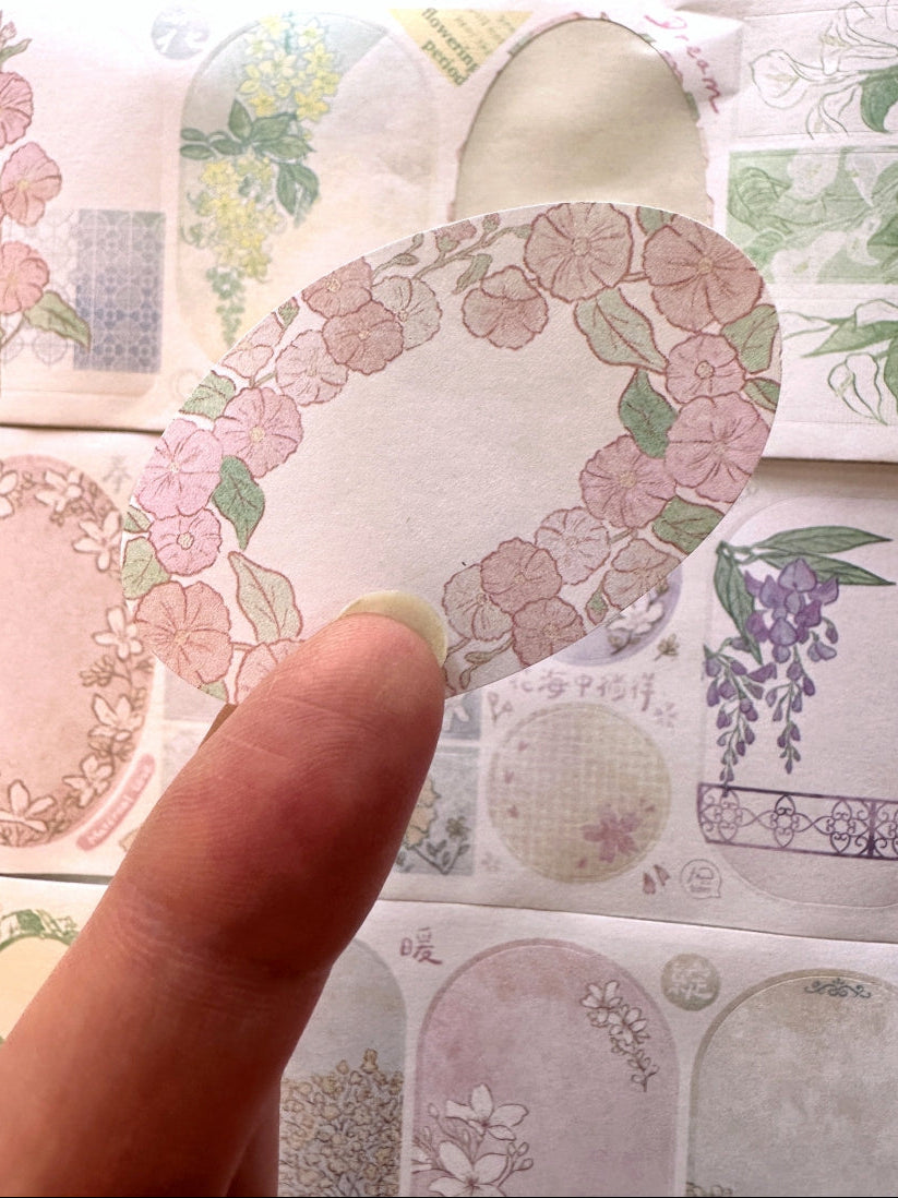A Great Idea & Fafa - Floral Frames writable kiss-cut paper tape SAMPLES