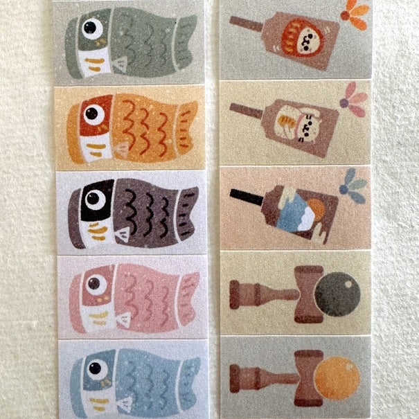 A Great Idea - Carp Flags & Japanese Hobby label sticker rolls SAMPLES