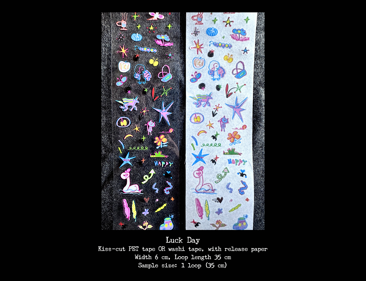 AGUGU - pop-style doodle art, 8 kiss-cut PET & washi tapes SAMPLES