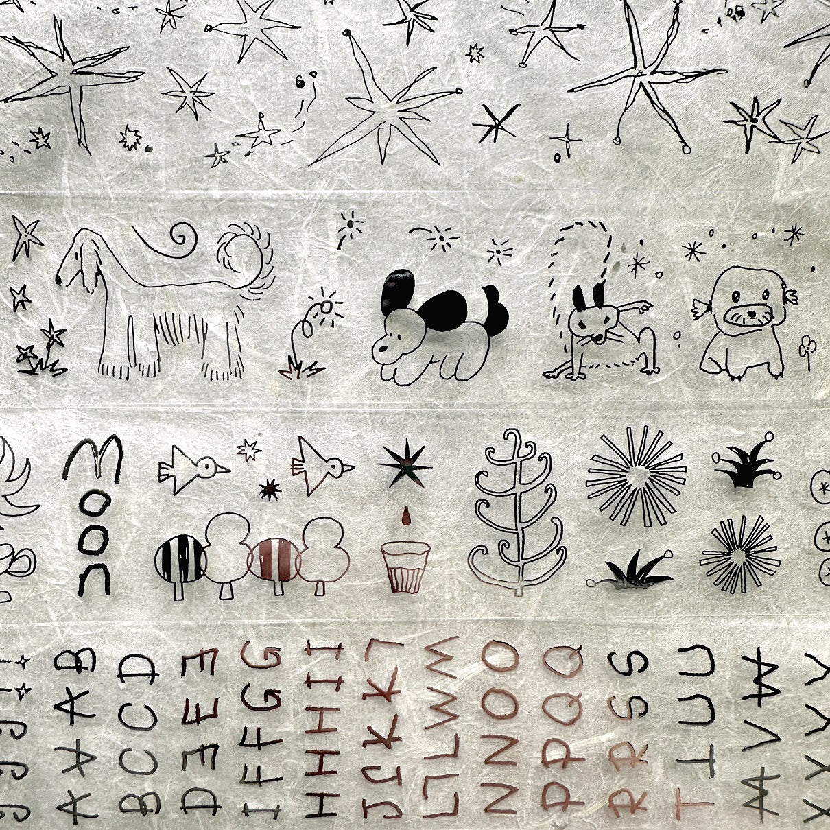 AGUGU - Abstract Drawing kiss-cut PET tapes (black / silver foil) SAMPLES
