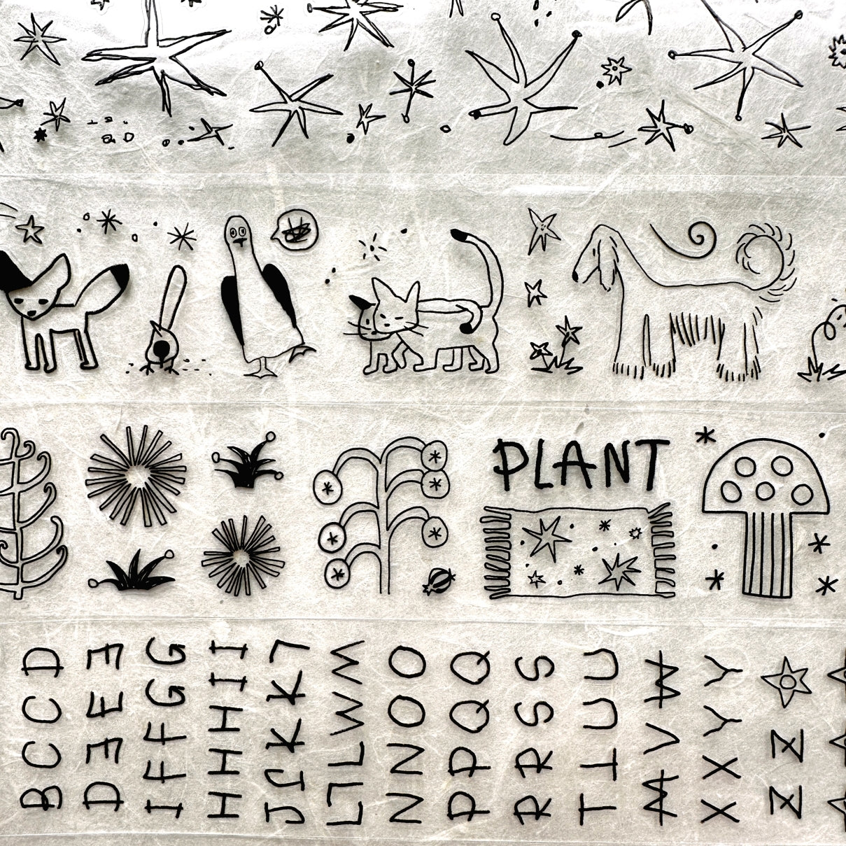 AGUGU - Abstract Drawing kiss-cut PET tapes (black / silver foil) SAMPLES