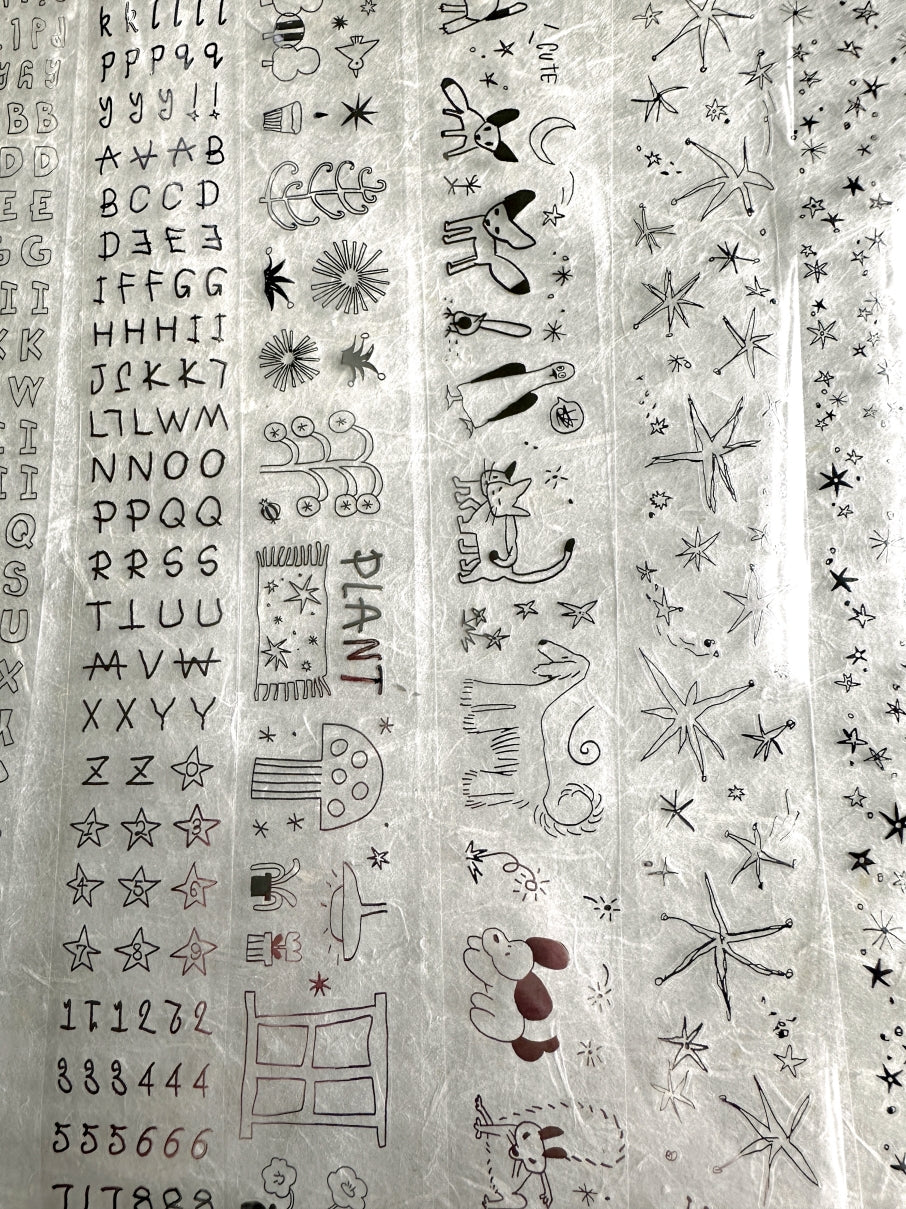 AGUGU - Abstract Drawing kiss-cut PET tapes (black / silver foil) SAMPLES