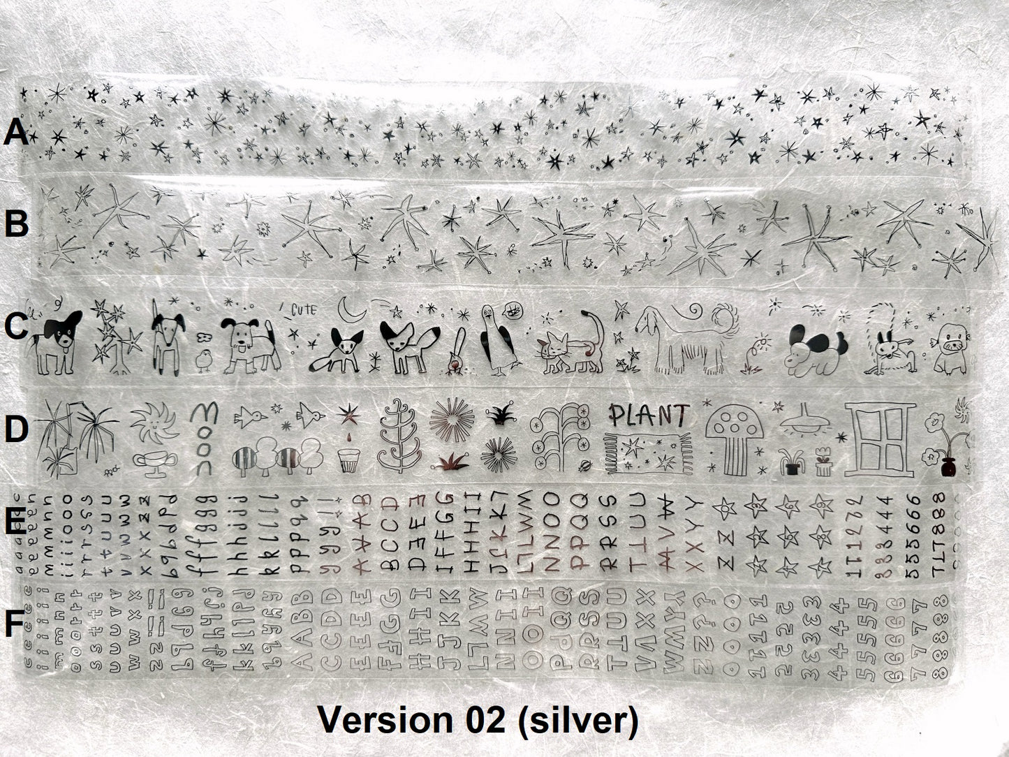 AGUGU - Abstract Drawing kiss-cut PET tapes (black / silver foil) SAMPLES
