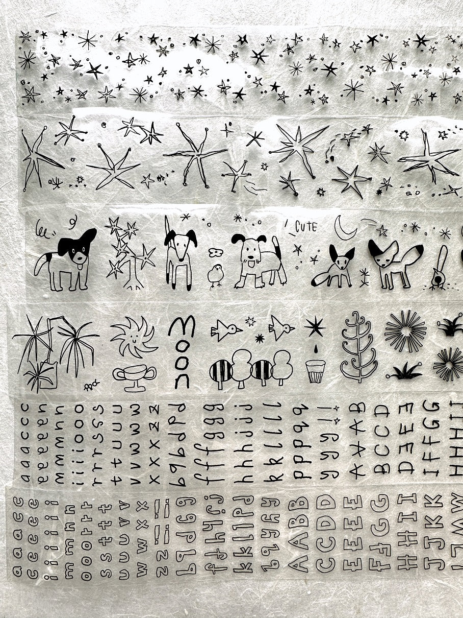 AGUGU - Abstract Drawing kiss-cut PET tapes (black / silver foil) SAMPLES
