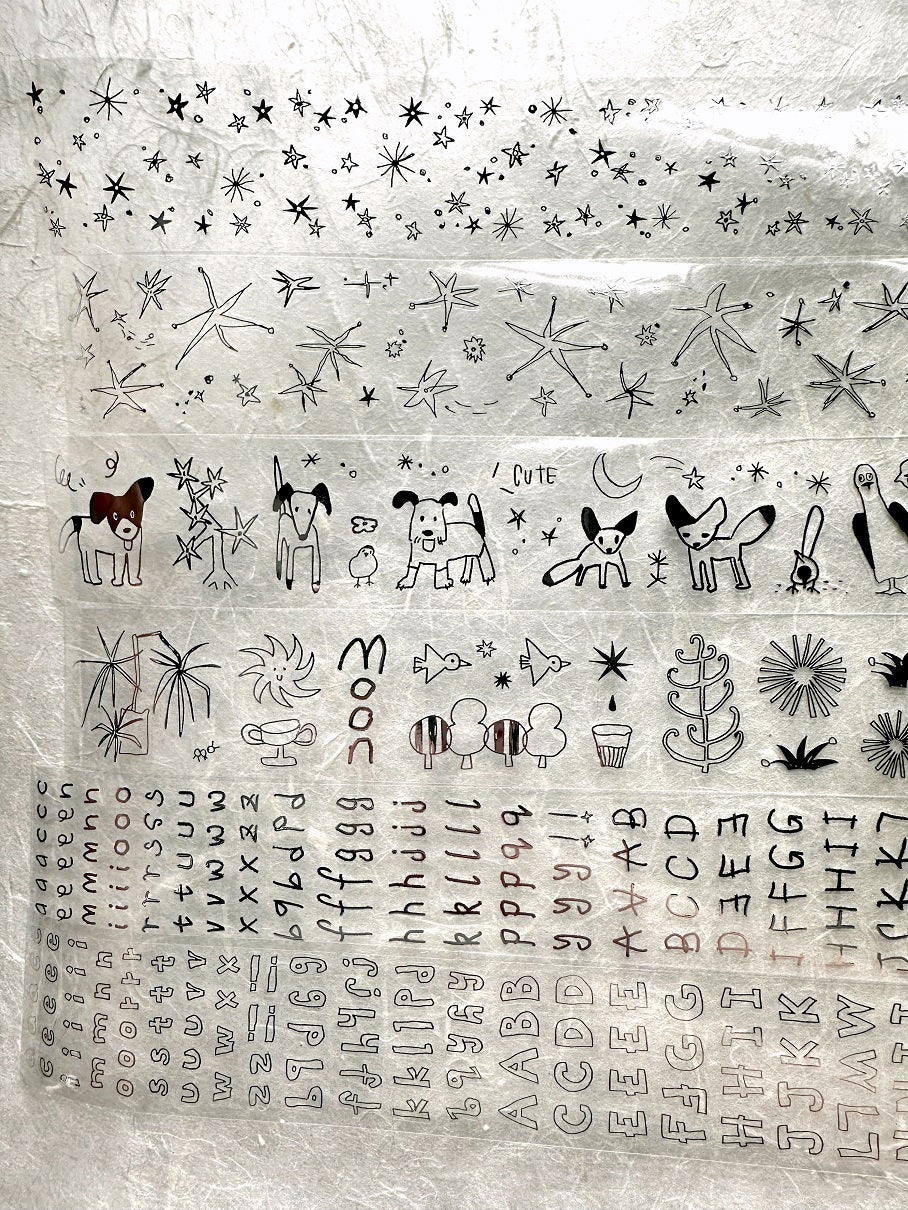 AGUGU - Abstract Drawing kiss-cut PET tapes (black / silver foil) SAMPLES