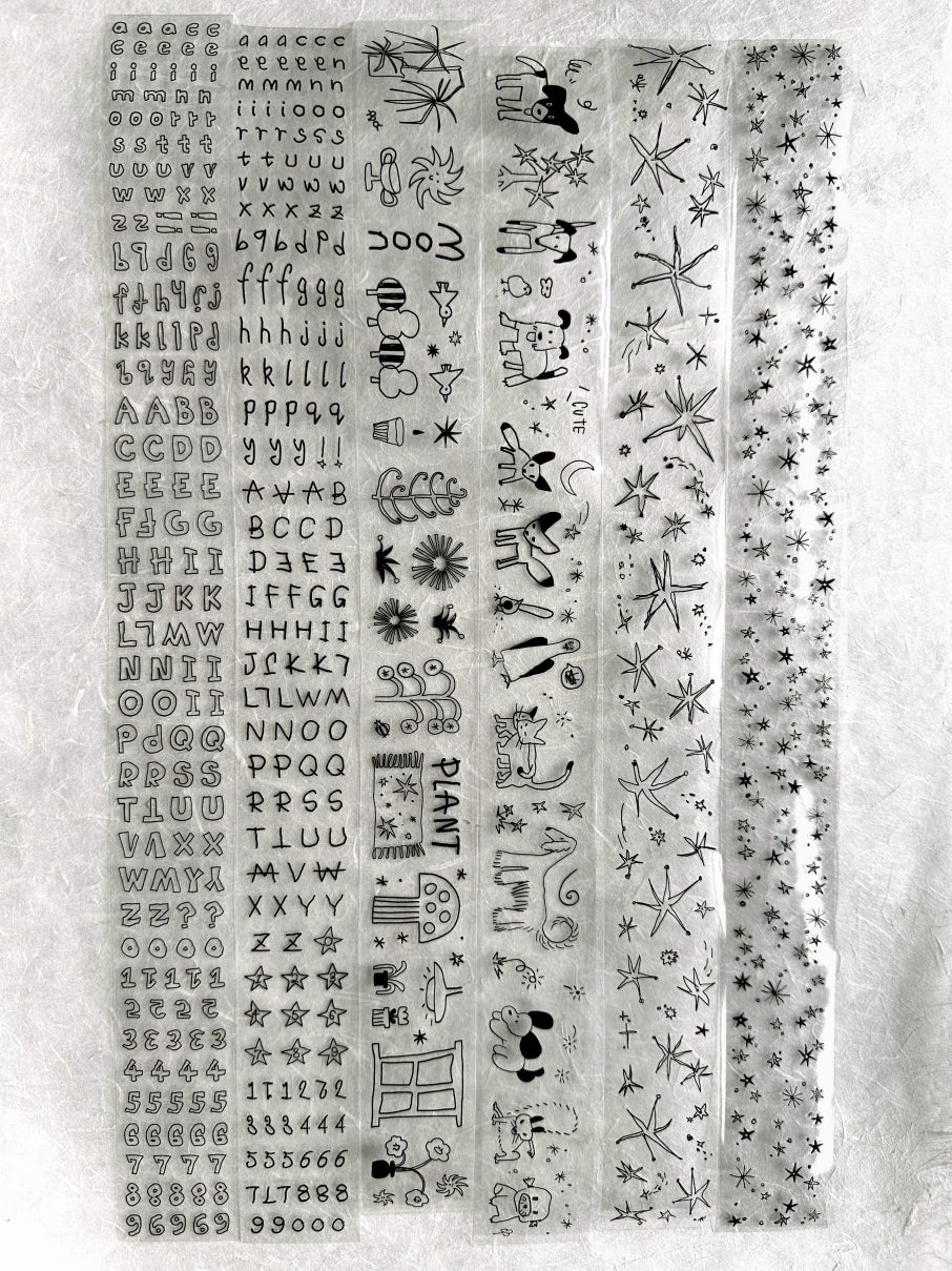 AGUGU - Abstract Drawing kiss-cut PET tapes (black / silver foil) SAMPLES