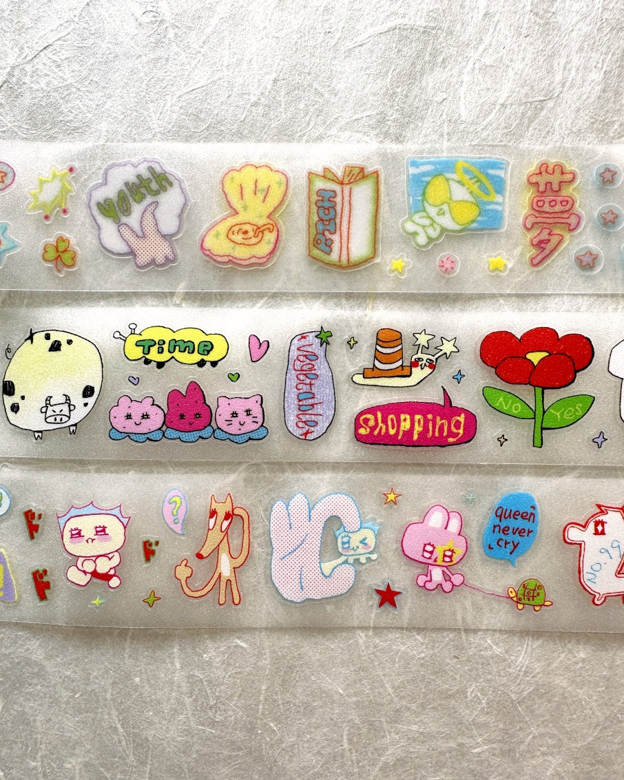 AGUGU - Daydreaming series kiss-cut glitter PET & washi tapes SAMPLES