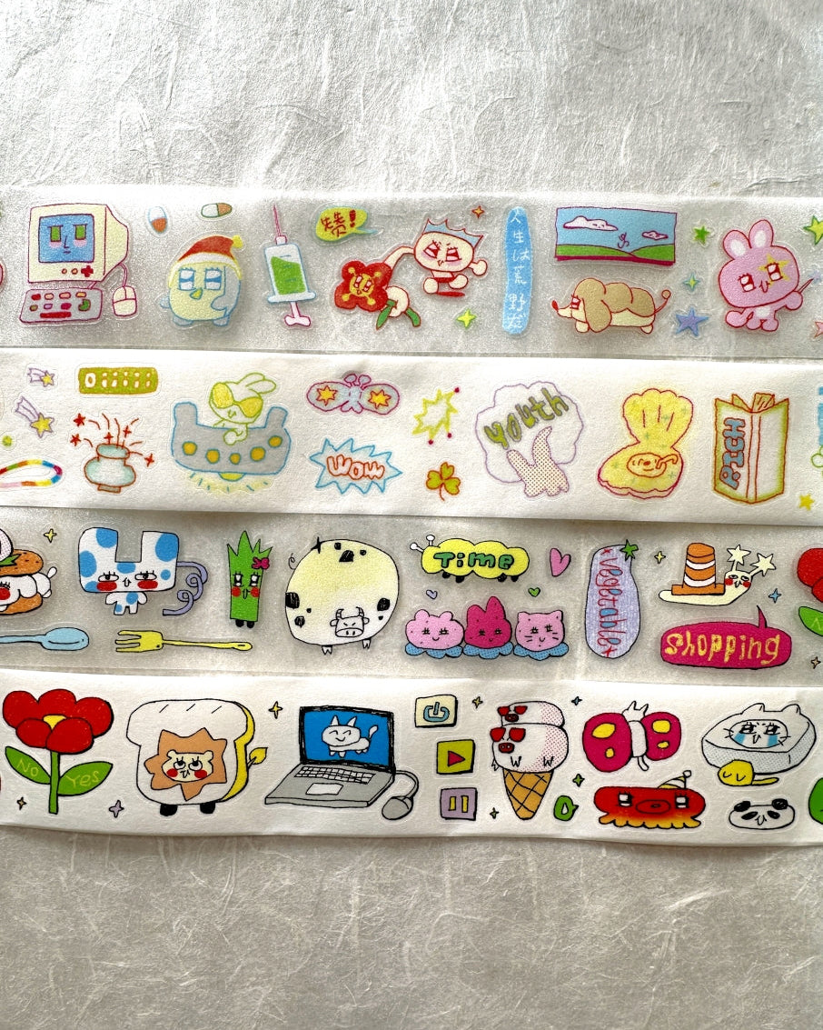 AGUGU - Daydreaming series kiss-cut glitter PET & washi tapes SAMPLES