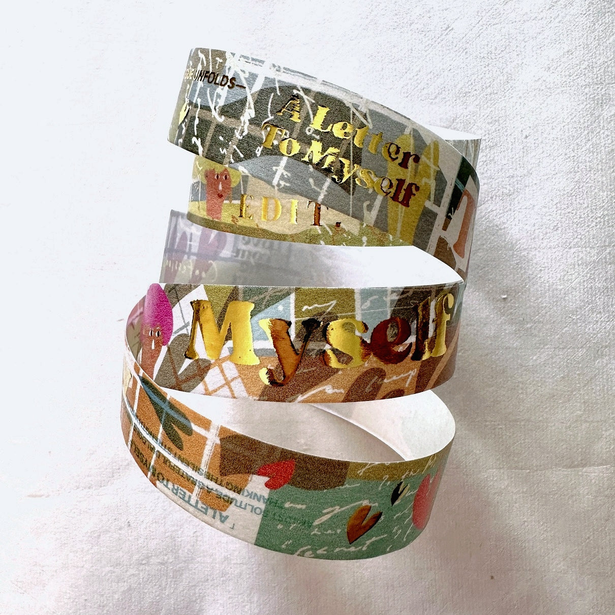 A Kind of Café - gold-foiled washi tapes (A Letter to Myself, Feel-Good Moments, Coffee Shop Confessions, & Rose Garden Serenade) SAMPLES