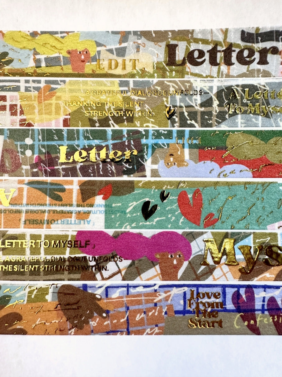 A Kind of Café - gold-foiled washi tapes (A Letter to Myself, Feel-Good Moments, Coffee Shop Confessions, & Rose Garden Serenade) SAMPLES