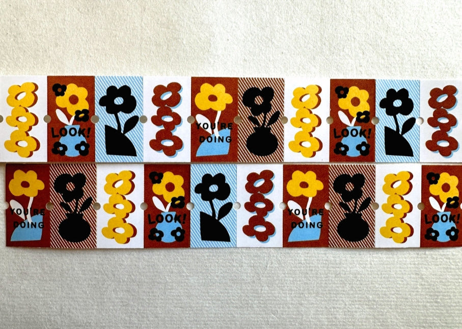 A Kind of Café - Sunny Bloom label sticker roll SAMPLES