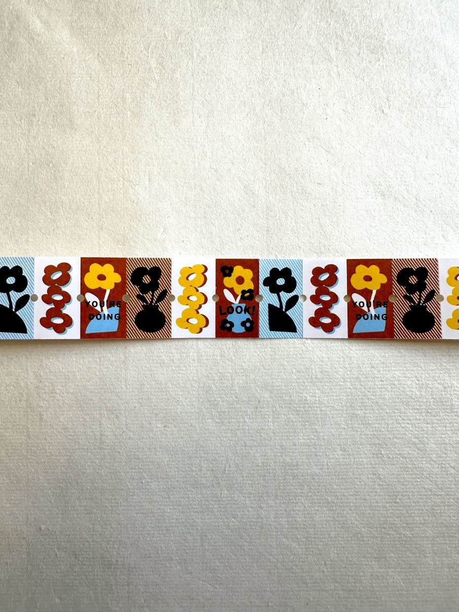 A Kind of Café - Sunny Bloom label sticker roll SAMPLES