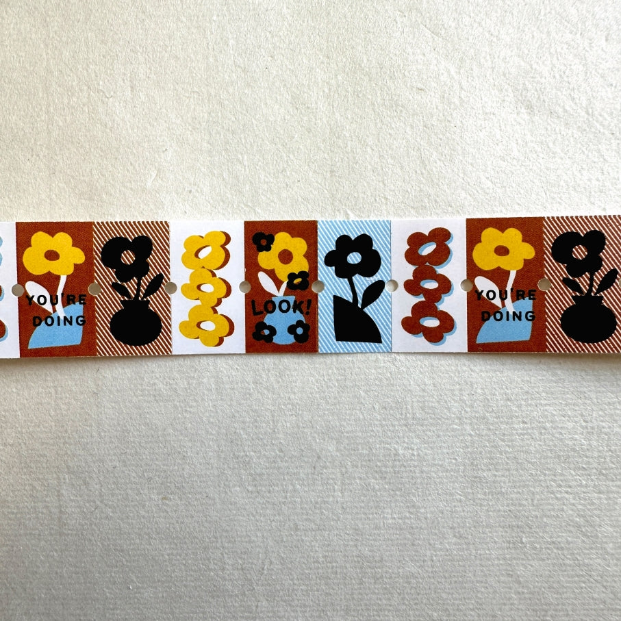 A Kind of Café - Sunny Bloom label sticker roll SAMPLES