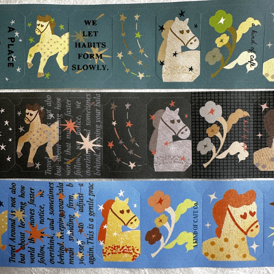 A Kind of Café - Horse Fairytale pre-cut sticker tape (3.5 cm x 150 cm) SAMPLES