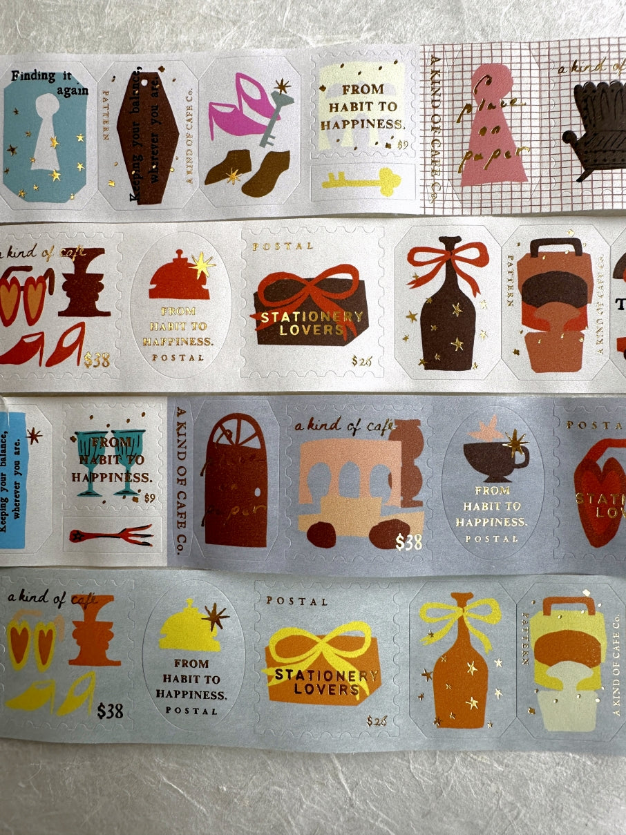 A Kind of Café - Travel Around gold foil pre-cut sticker tape (3.5 cm x 150 cm) SAMPLES