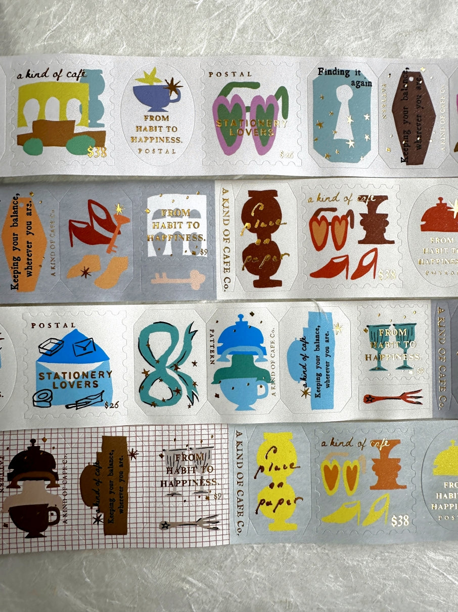 A Kind of Café - Travel Around gold foil pre-cut sticker tape (3.5 cm x 150 cm) SAMPLES