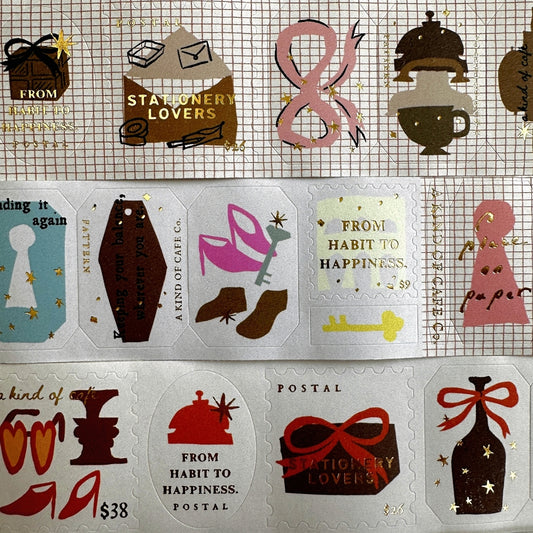 A Kind of Café - Travel Around gold foil pre-cut sticker tape (3.5 cm x 150 cm) SAMPLES