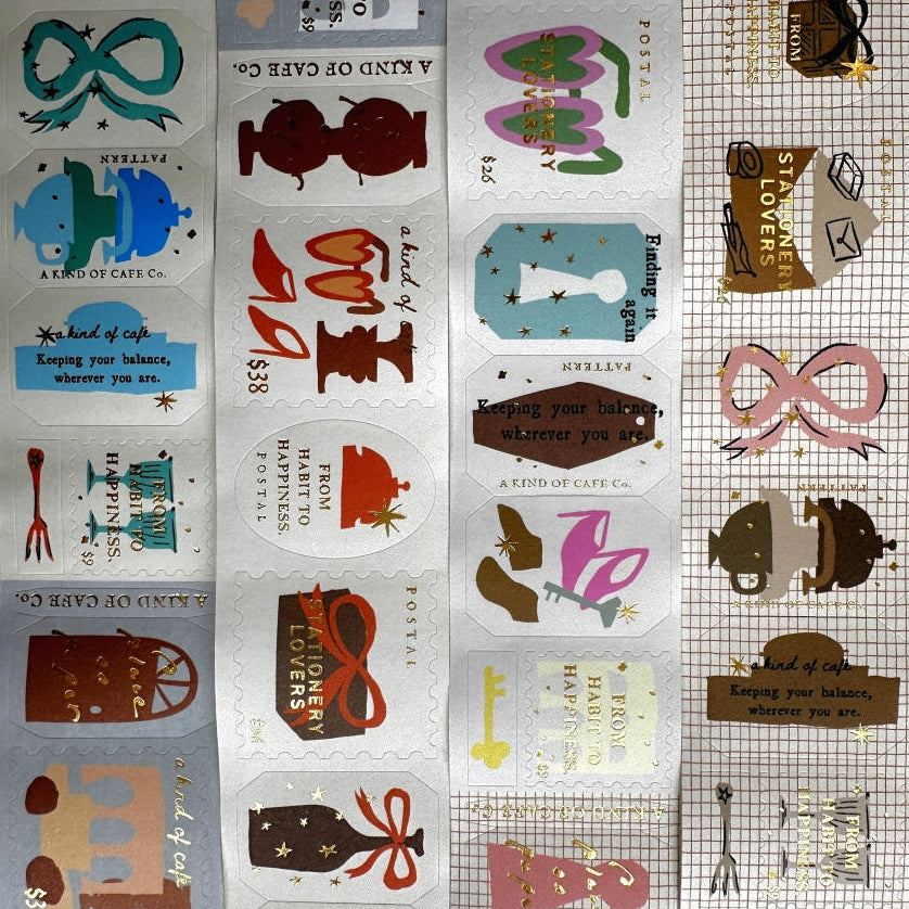 A Kind of Café - Travel Around gold foil pre-cut sticker tape (3.5 cm x 150 cm) SAMPLES