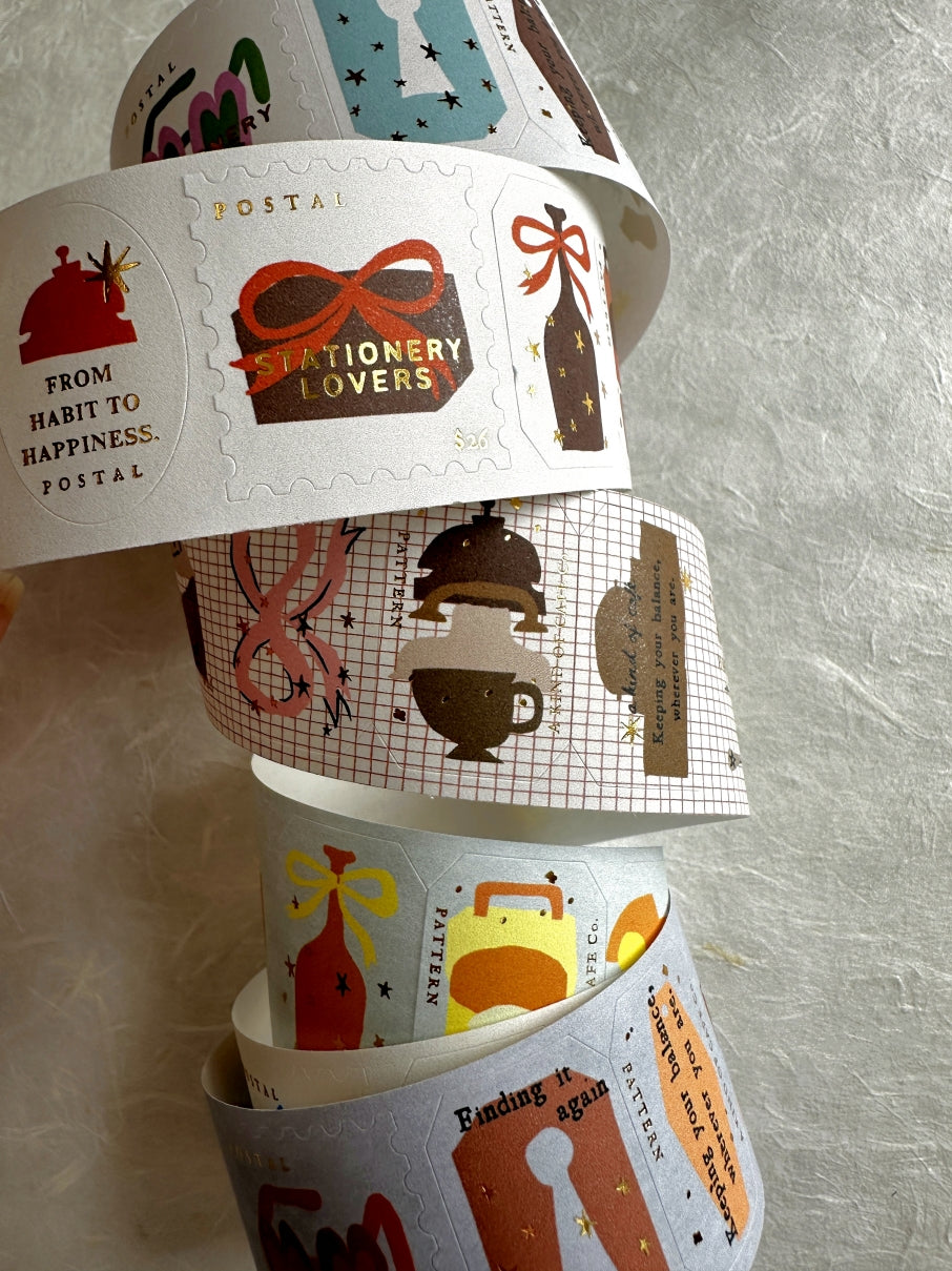 A Kind of Café - Travel Around gold foil pre-cut sticker tape (3.5 cm x 150 cm) SAMPLES