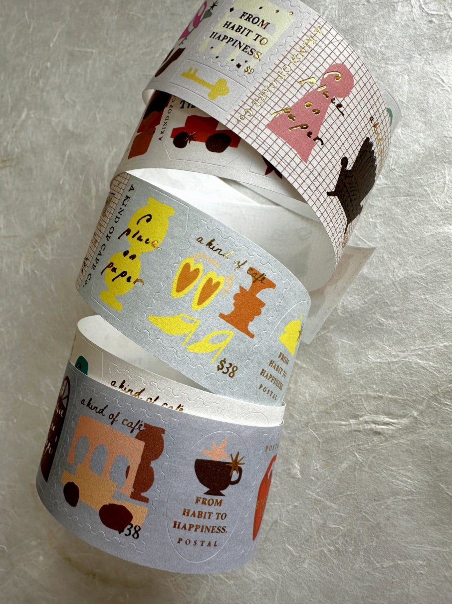 A Kind of Café - Travel Around gold foil pre-cut sticker tape (3.5 cm x 150 cm) SAMPLES