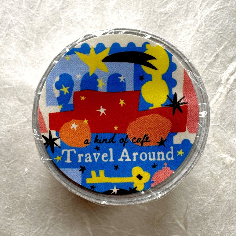 A Kind of Café - Travel Around gold foil pre-cut sticker tape (3.5 cm x 150 cm) SAMPLES