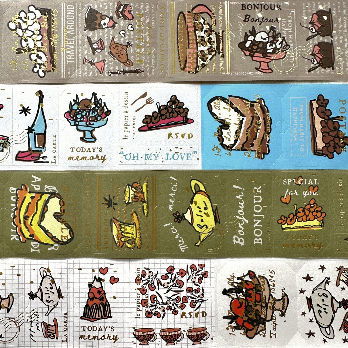 A Kind of Café - Afternoon Tea gold foil kiss-cut paper tape (3.5 cm x 120 cm) SAMPLES