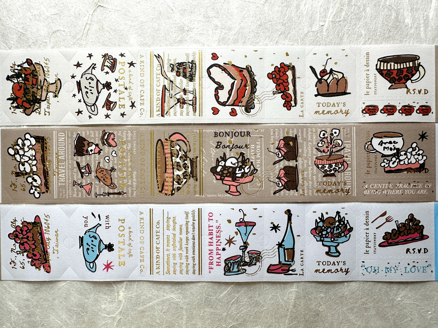 A Kind of Café - Afternoon Tea gold foil kiss-cut paper tape (3.5 cm x 120 cm) SAMPLES