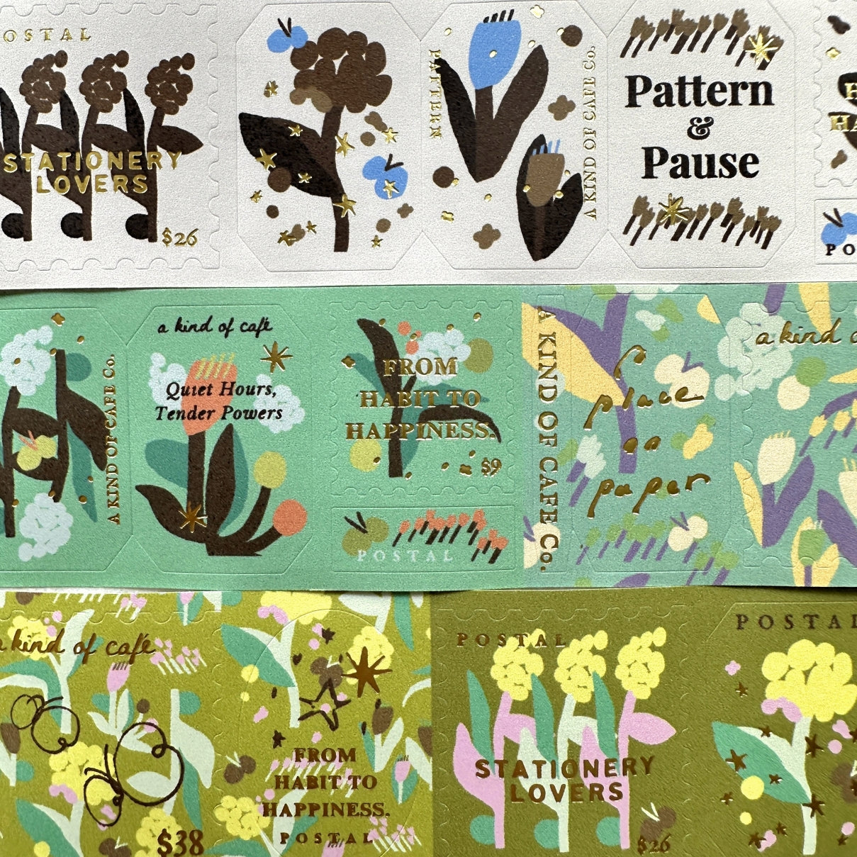 A Kind of Café - Pompon Flower gold foil kiss-cut paper tape (3.5 cm x 120 cm) SAMPLES