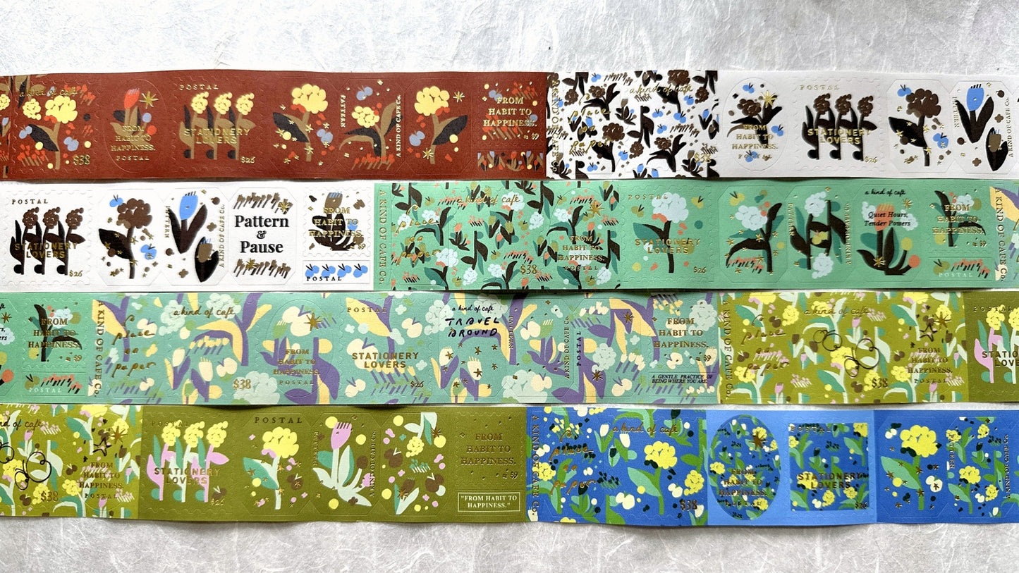 A Kind of Café - Pompon Flower gold foil kiss-cut paper tape (3.5 cm x 120 cm) SAMPLES