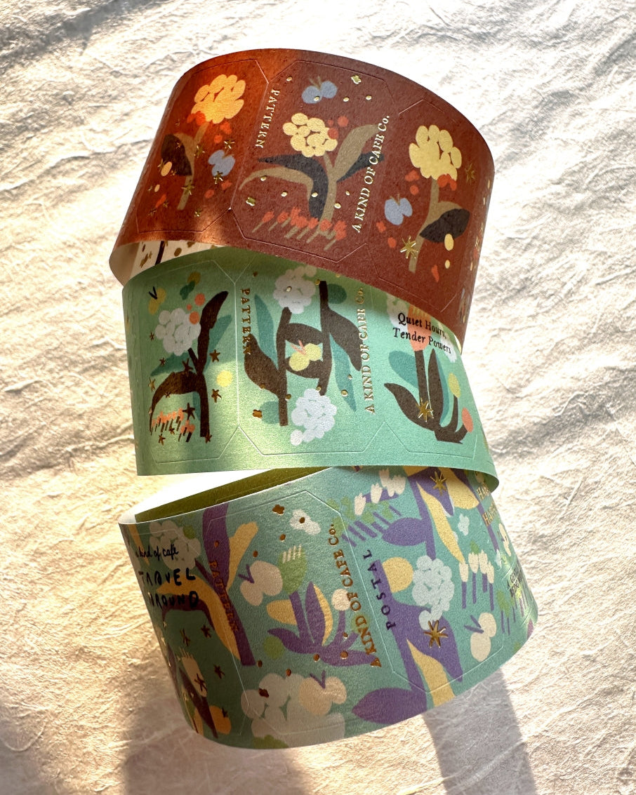 A Kind of Café - Pompon Flower gold foil kiss-cut paper tape (3.5 cm x 120 cm) SAMPLES