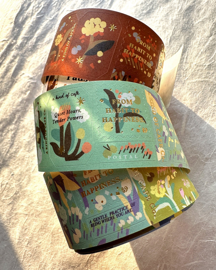 A Kind of Café - Pompon Flower gold foil kiss-cut paper tape (3.5 cm x 120 cm) SAMPLES