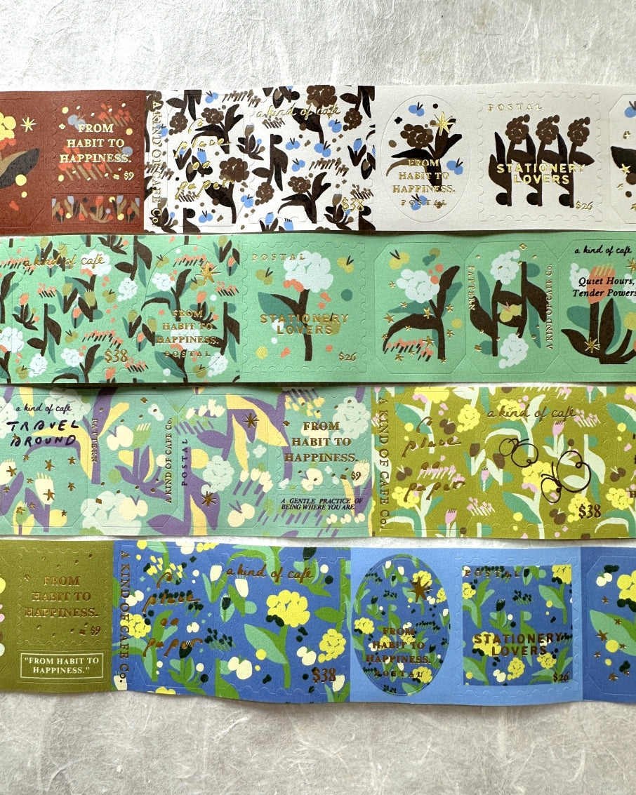 A Kind of Café - Pompon Flower gold foil kiss-cut paper tape (3.5 cm x 120 cm) SAMPLES