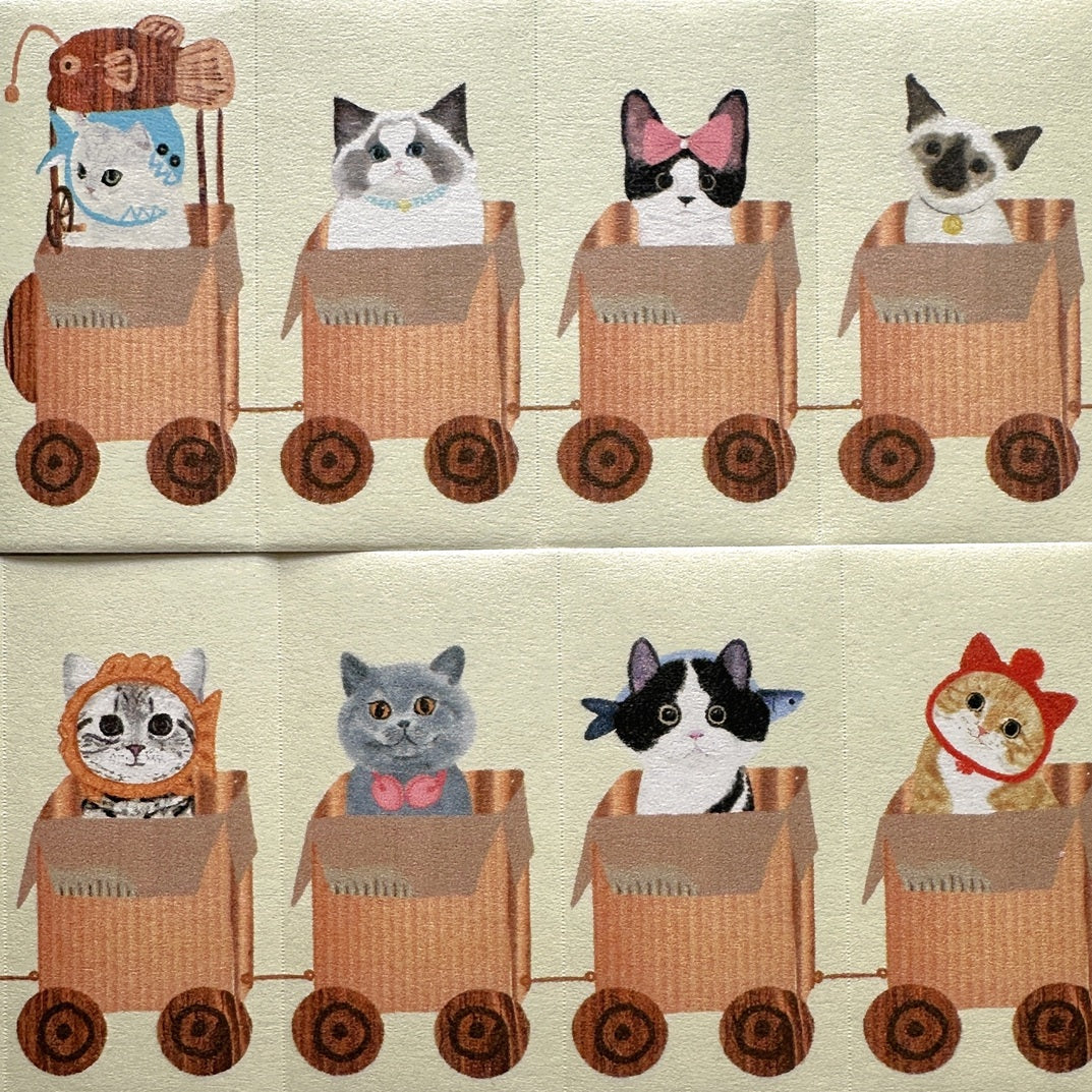 Adorable Zoo - fashionable cat trolley large label sticker roll SAMPLES