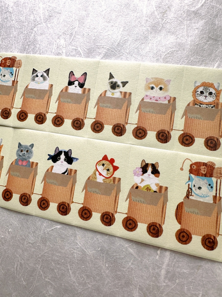 Adorable Zoo - fashionable cat trolley large label sticker roll SAMPLES