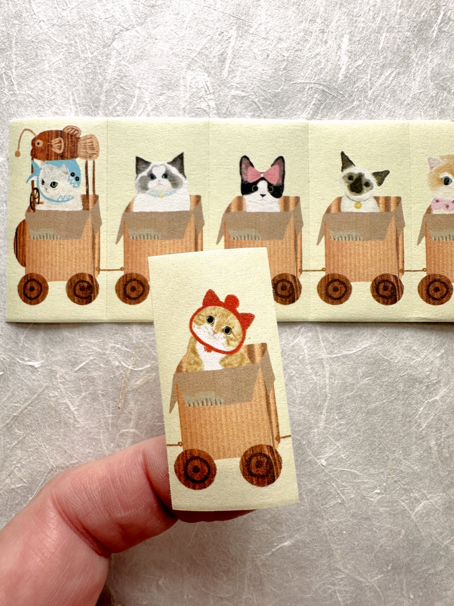 Adorable Zoo - fashionable cat trolley large label sticker roll SAMPLES