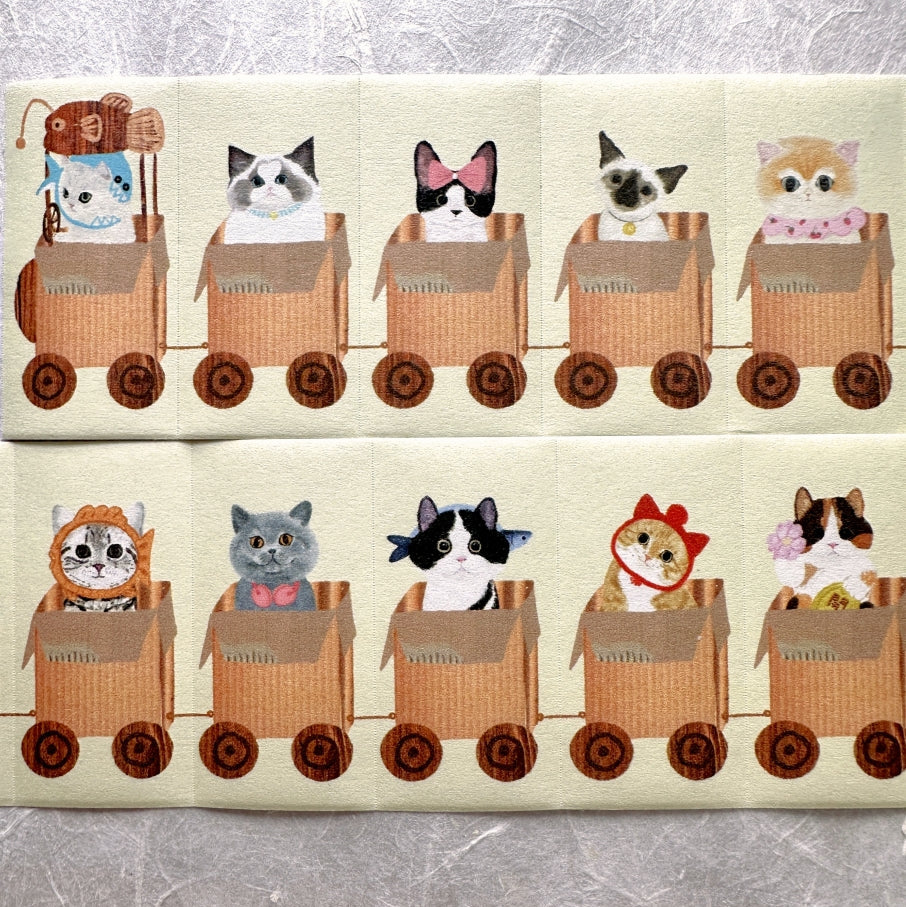 Adorable Zoo - fashionable cat trolley large label sticker roll SAMPLES