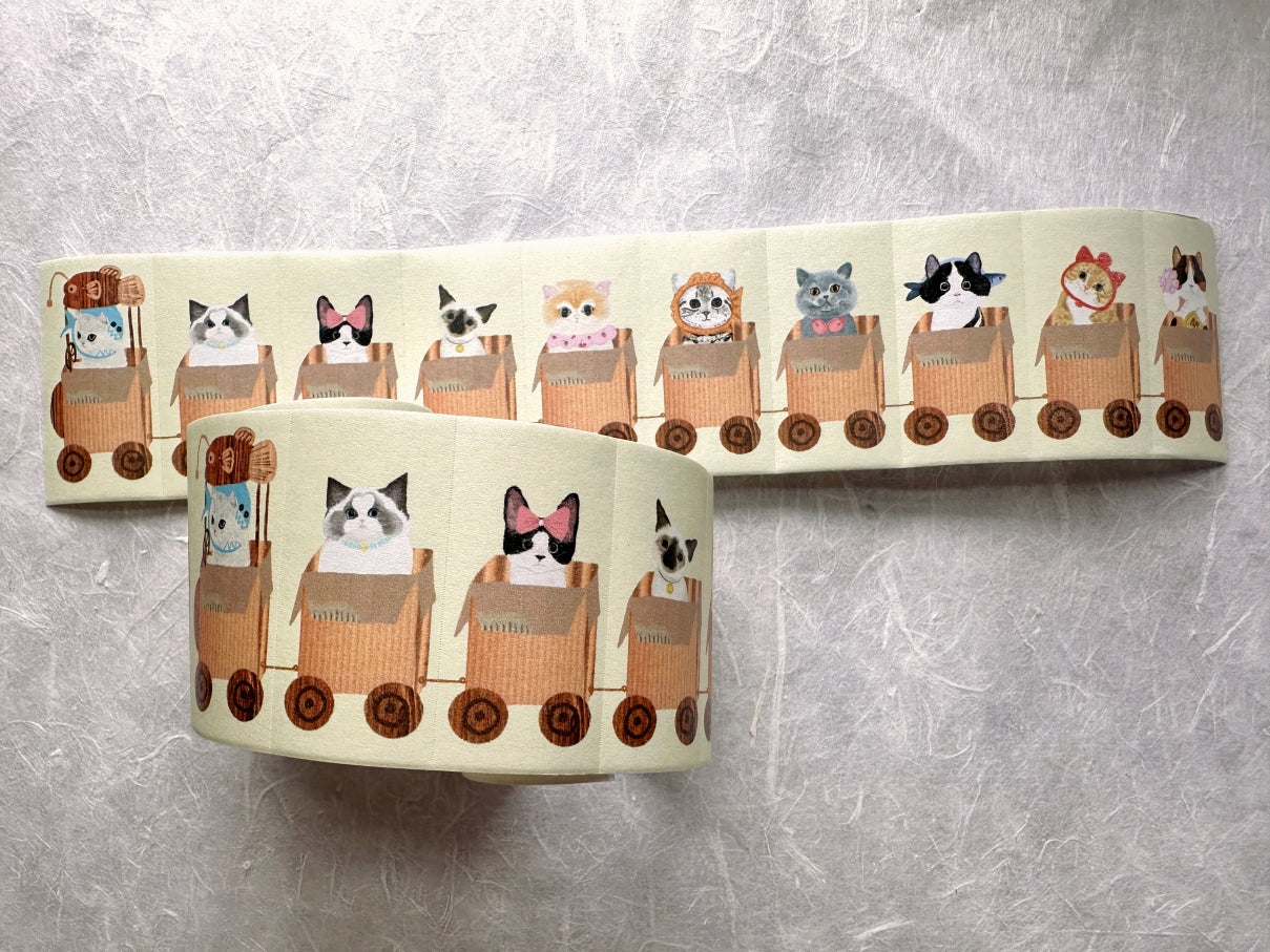 Adorable Zoo - fashionable cat trolley large label sticker roll SAMPLES