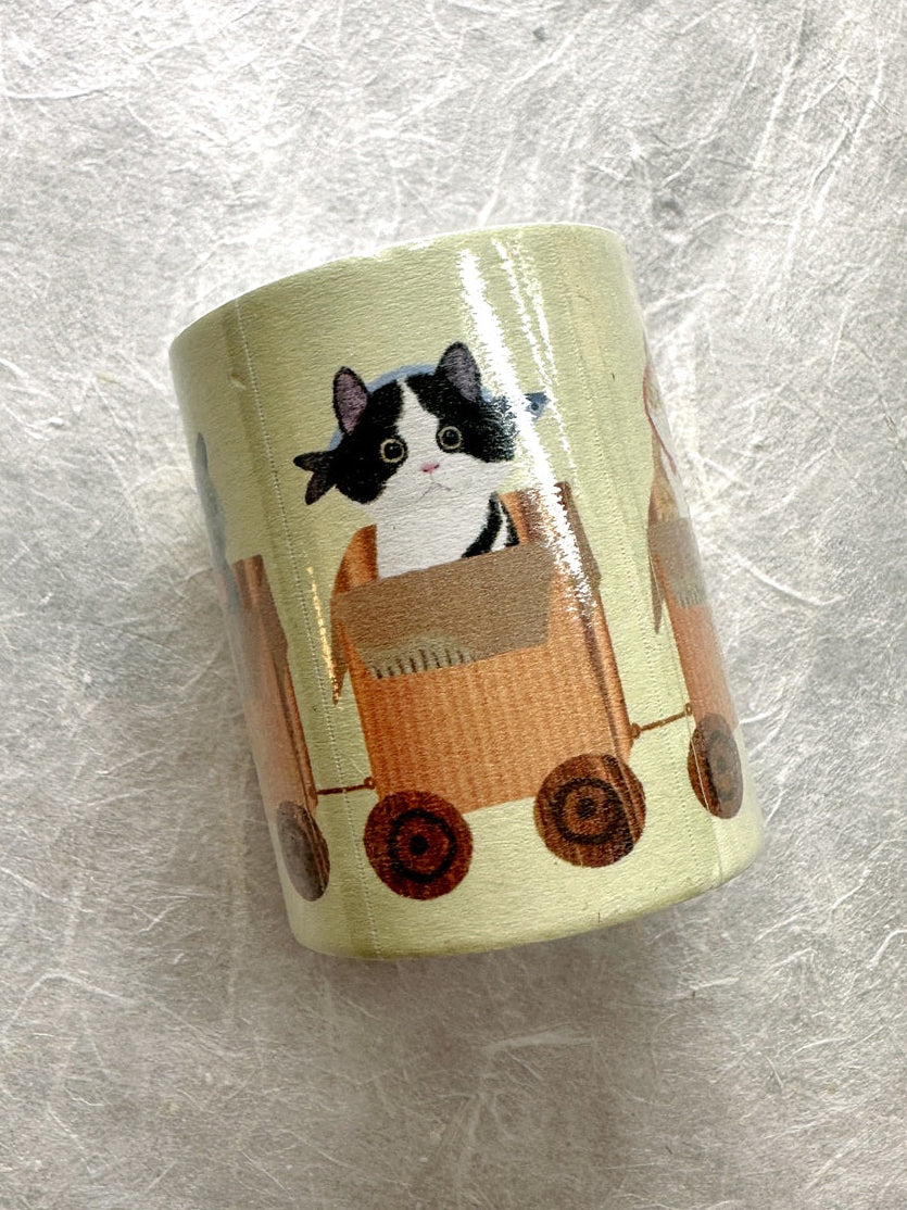 Adorable Zoo - fashionable cat trolley large label sticker roll SAMPLES