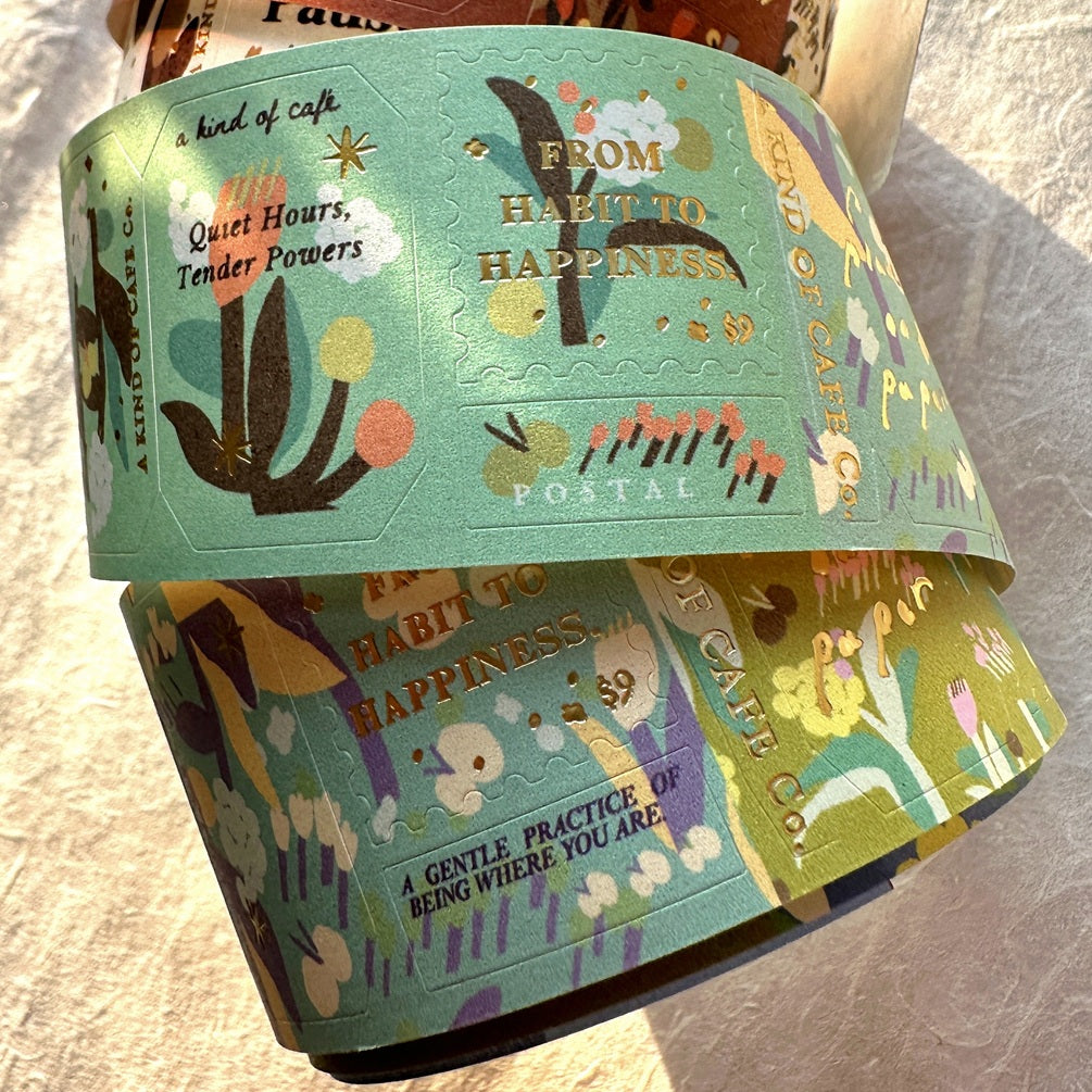 A Kind of Café - Pompon Flower gold foil kiss-cut paper tape (3.5 cm x 120 cm) SAMPLES