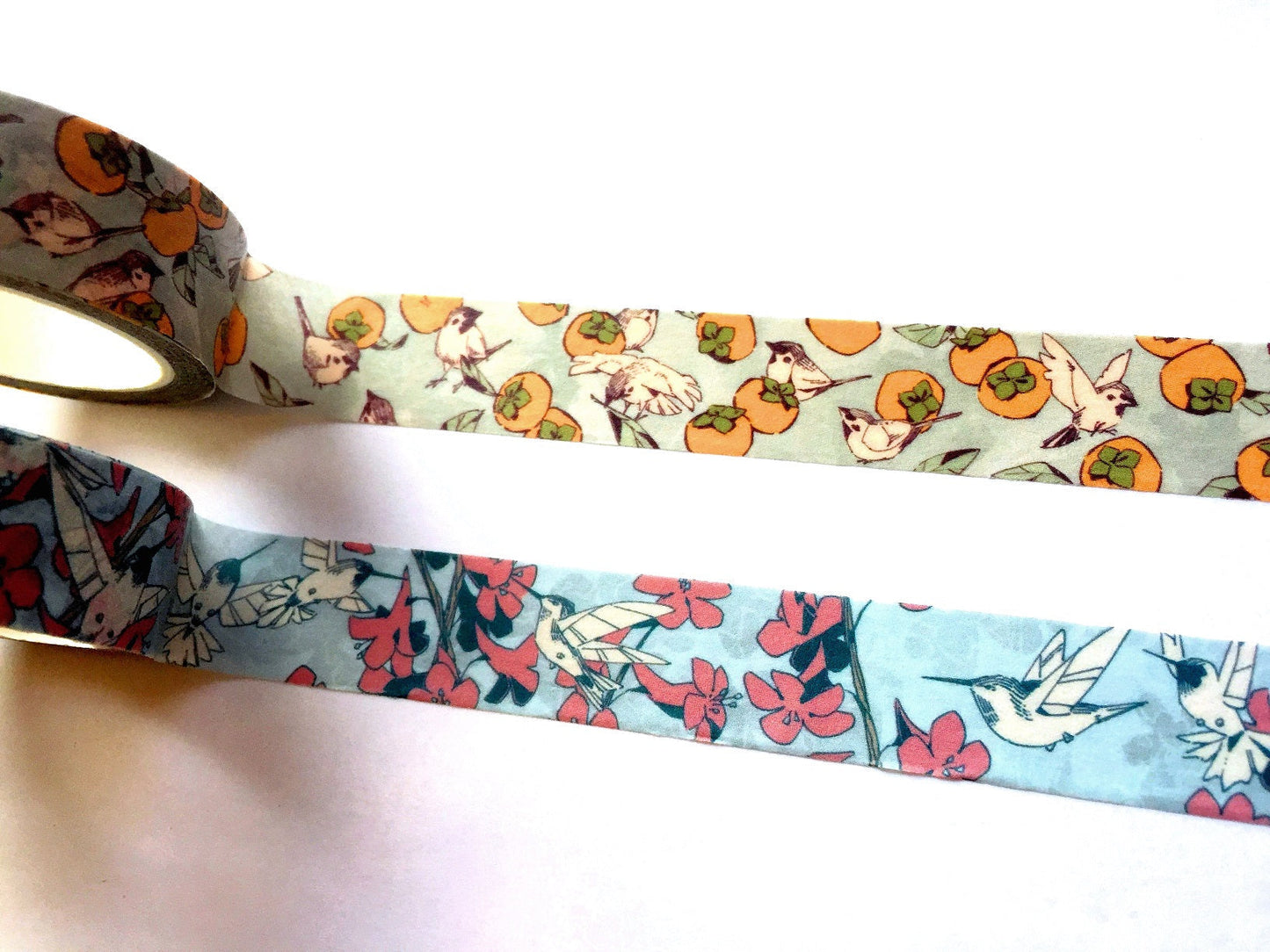 Ameruu - Colibris et delphinium & Moineaux et plaqueminiers washi tape SAMPLES [CLEARANCE]
