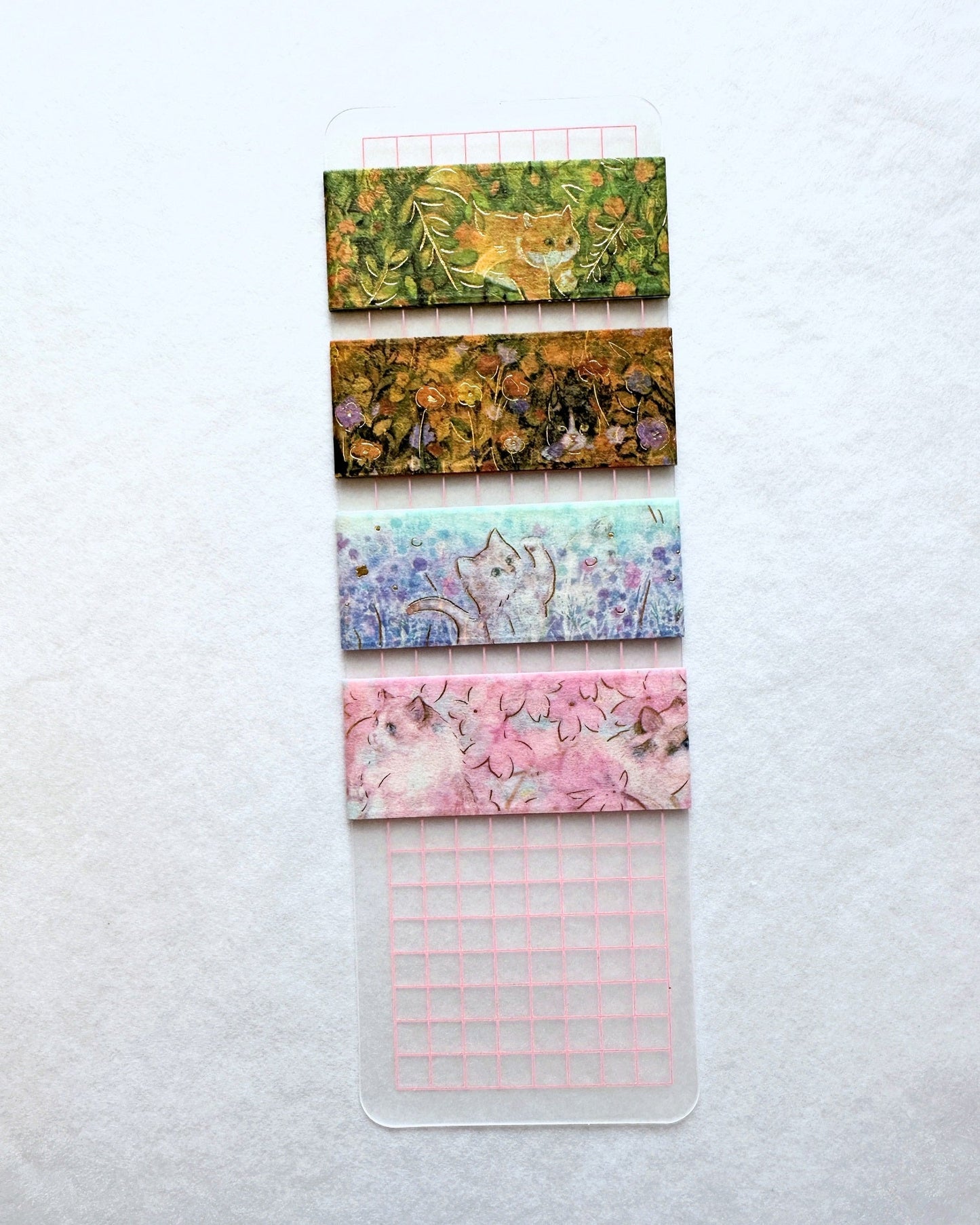 BGM - Flower Cats foil washi tape (set of 4) SAMPLES