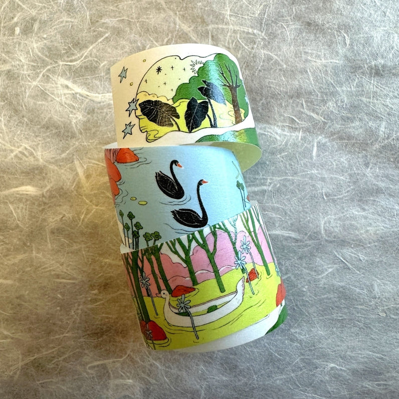 Blue Semicircle - Where Moss Grows washi tape SAMPLES
