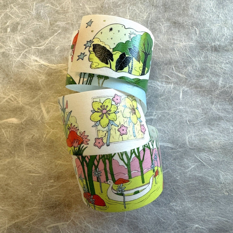 Blue Semicircle - Where Moss Grows washi tape SAMPLES
