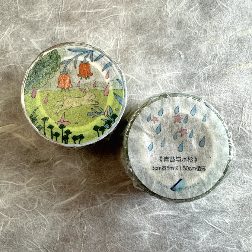 Blue Semicircle - Where Moss Grows washi tape SAMPLES