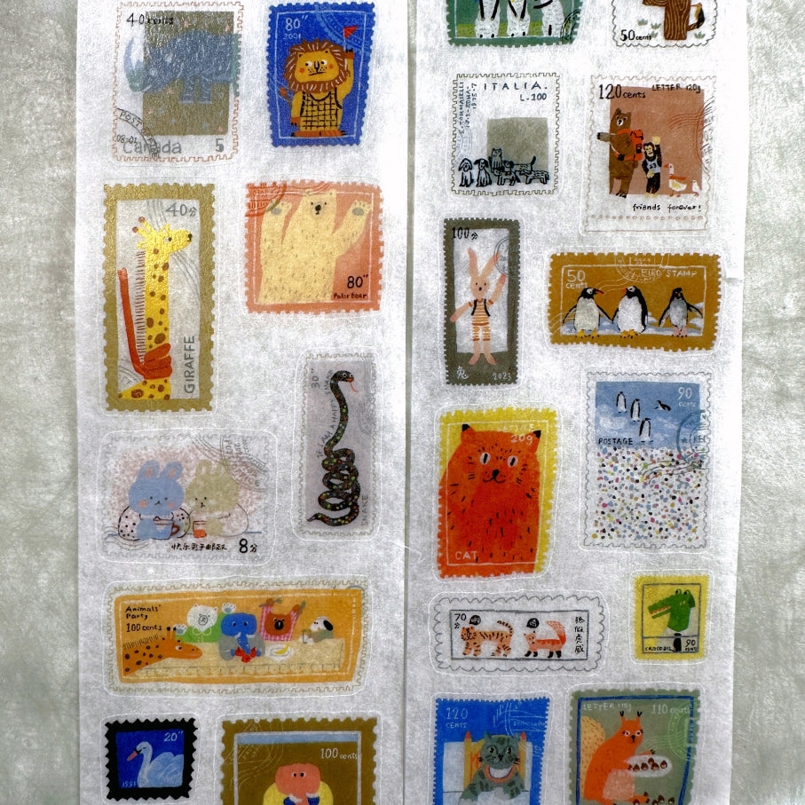 Bieguan Studio - Postage Zoo kiss-cut washi tape SAMPLES