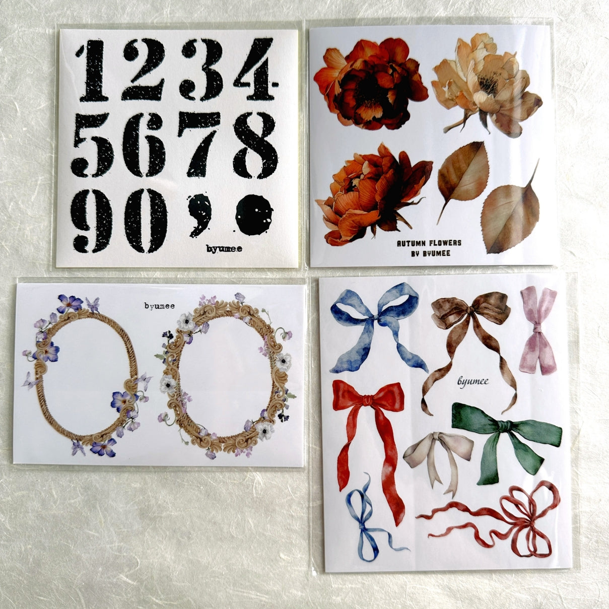 Byumee - stickers and journal ephemera bundle of 12 sticker packs [DESTASH]