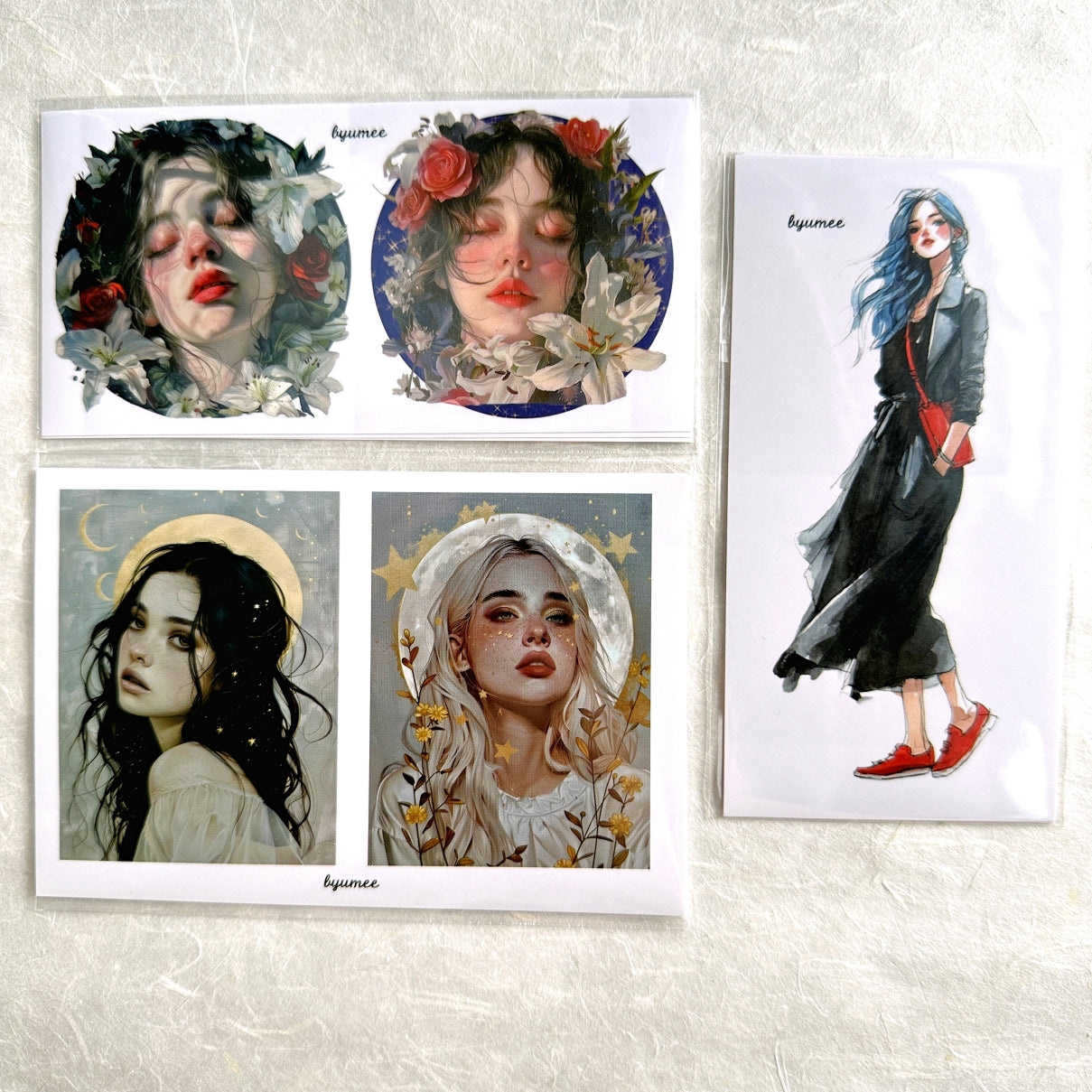 Byumee - stickers and journal ephemera bundle of 12 sticker packs [DESTASH]