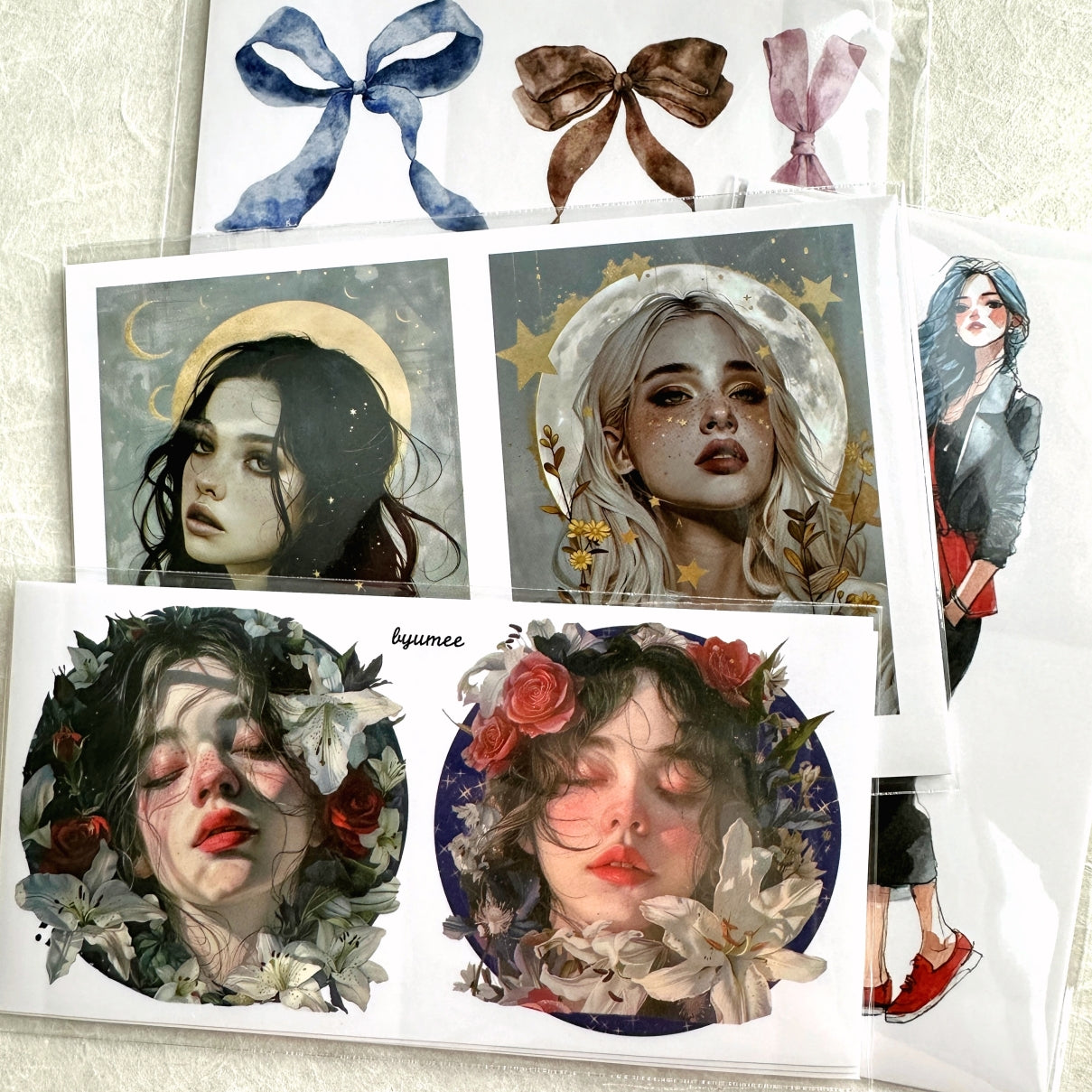 Byumee - stickers and journal ephemera bundle of 12 sticker packs [DESTASH]