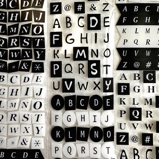 Candy Poetry - Black & White Letters kiss-cut PET tape SAMPLES